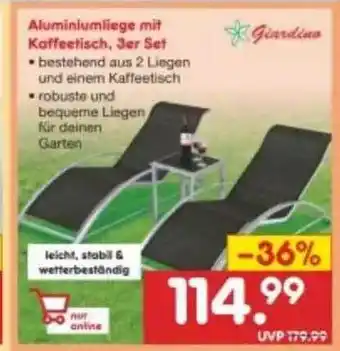 Netto Marken-Discount Aluminiumliege Mit Kaffeetisch 2er Set Giardina Angebot