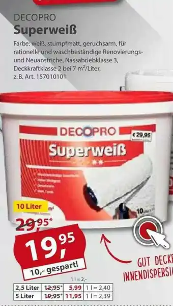 Sonderpreis Baumarkt Decopro Superweiß Angebot