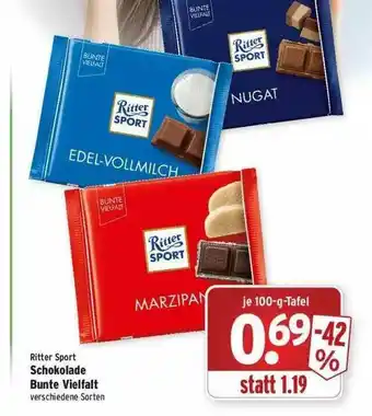 Wasgau Ritter Sport Schokolade Bunte Vielfalt Angebot