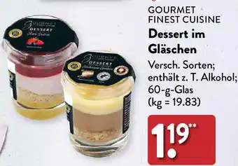 Aldi Nord Gourmet Finest Cuisine Dessert im Gläschen 60 g Glas Angebot