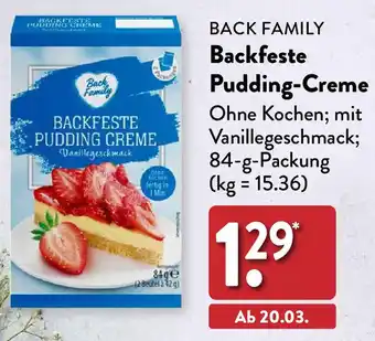 Aldi Nord Back Family Backfeste Pudding Creme 84 g Packung Angebot