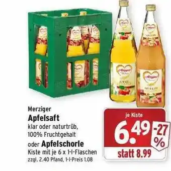 Wasgau Merziger Apfelsaft Oder Apfelschorle Angebot