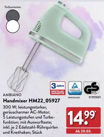 Aldi Nord Ambiano Handmixer HM22_05927 Angebot