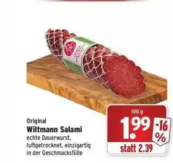 Wasgau Original Wiltmann Salami Angebot