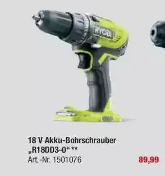 toom Baumarkt 18 V Akku-bohrschrauber „r18dd3-0” Ryobi Angebot