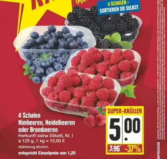 Edeka 4 Schalen Himbeeren, Heidelbeeren Oder Brombeeren Angebot