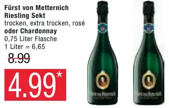 Marktkauf Fürst von Metternich Riesling Sekt oder Chardonnay 0,75 Liter Flasche Angebot