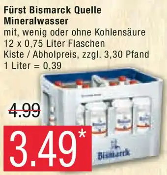 Marktkauf Fürst Bismarck Quelle Mineralwasser 12x0,75 Liter Flaschen Angebot