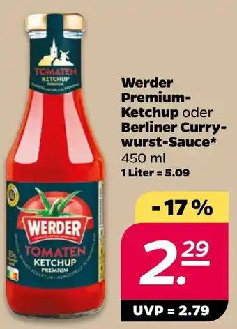 NETTO Werder Premium Ketchup oder Berliner Currywurst Sauce 450 ml Angebot