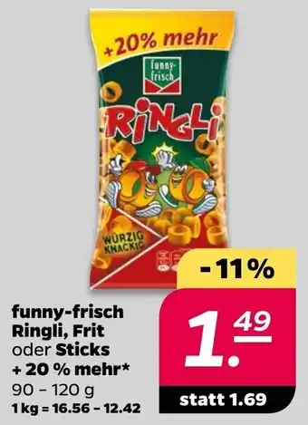 NETTO Funny Frisch Ringli, Frit oder Snacks + 20% mehr 90-120 g Angebot