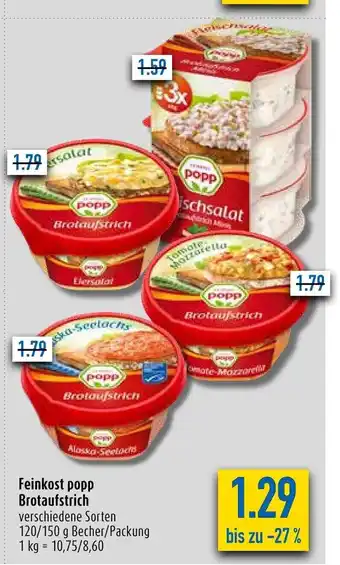 diska Popp Feinkost Brotaufstrich 120/150g Angebot