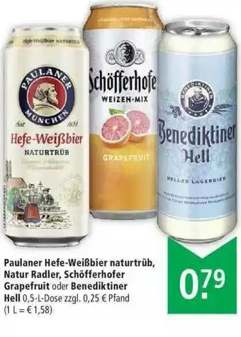 Marktkauf Paulaner Hafe-weißbier Naturtrüb Natur Radler Schöfferhofer Grapefruit Oder Benediktiner Hell Angebot