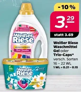 NETTO Weißer Riese Waschmittel Gel oder Trio Caps 16-22 WL Angebot