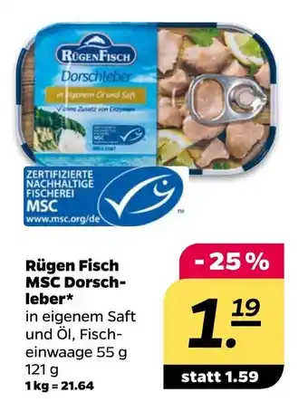 NETTO Rügen Fisch MSC Dorschleber 121 g Angebot