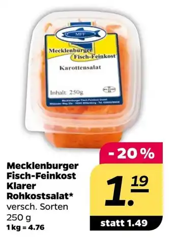 NETTO Mecklenburger Fisch Feinkost Klarer Rohkostsalat 250 g Angebot