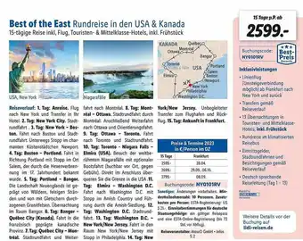 Lidl Reisen Best of the east rundreise in den usa & kanada Angebot