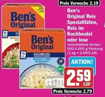 Hit Ben's original reis spezialitäten, reis im kochbeutel oder lose Angebot