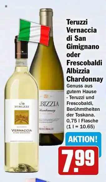 Hit Teruzzi vernaccia di san gimignano oder frescobaldi albizzia chardonnay Angebot