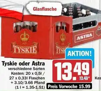 Hit Tyskie oder astra Angebot