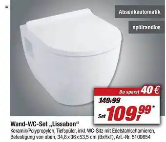 toom Baumarkt Wand-wc-set „lissabon“ Angebot