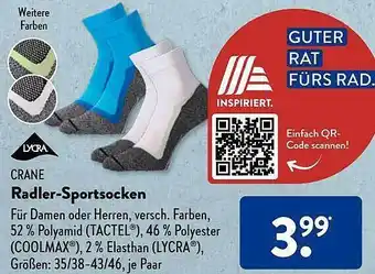 Aldi Süd Crane radler-sportsocken Angebot