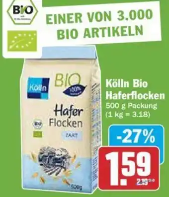 Hit Kölln Bio Haferflocken 500 g Packung Angebot