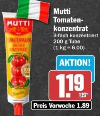 Hit Mutti Tomatenkonzentrat 200 g Tube Angebot