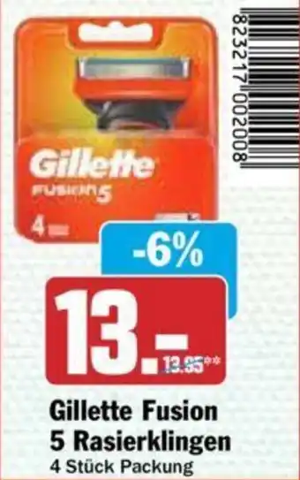 Hit Gillette Fusion 5 Rasierklingen 4 Stück Packung Angebot