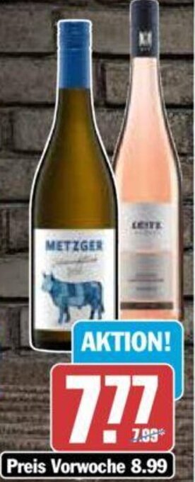 Hit Metzger Schmuckstück, Wgt Leitz Rosé o. Riesling oder Wgt.B.Ress Riesling 0,75 L Flasche Angebot