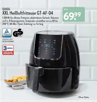 Aldi Nord Quigg XXL Heißluftfritteuse GT-AF 04 Angebot