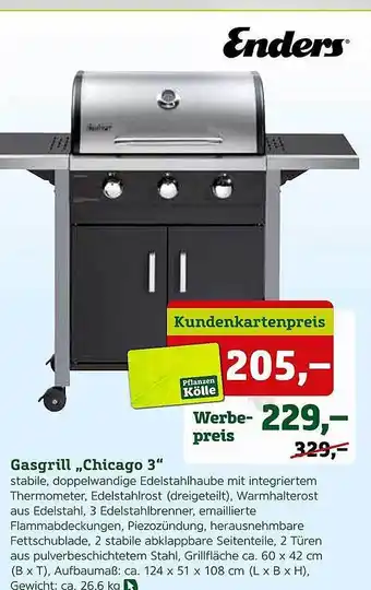 Pflanzen Kölle Enders gasgrill „chicago 3“ Angebot