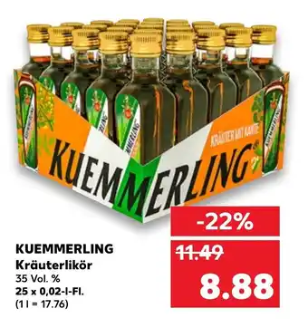 Kaufland Kuemmerling Kräuterlikör 25x0,02L Angebot