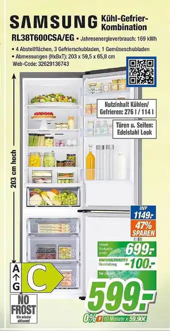 Expert Klein Samsung kühl- gefrierkombination rl38t600csa-eg Angebot
