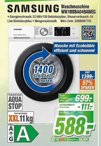 Expert Klein Samsung waschmaschine ww1bbba049aweg Angebot