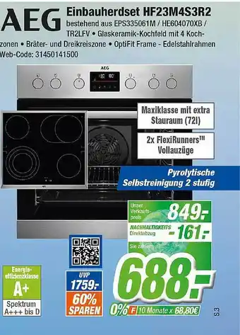 Expert Klein Aeg einbauherdset hf23m4s3r2 Angebot