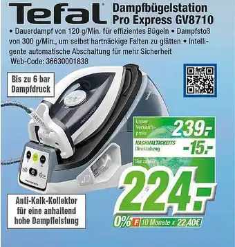 Expert Klein Tefal dampfbügelstation pro express gv8710 Angebot