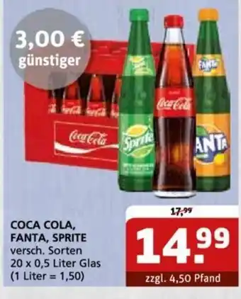 Getränke Quelle Coca Cola, Fanta o. Sprite 20*500ml Angebot