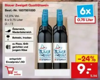 Netto Marken-Discount Blauer Zweigelt Qualitätswein 6x0,75L Angebot