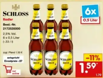 Netto Marken-Discount Schloss Radler 6x0,5L Angebot