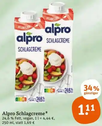 tegut Alpro Schlagcreme 250 ml Angebot