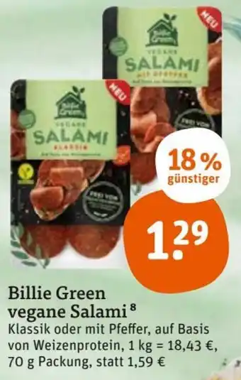 tegut Billie Green vegane Salami 70 g Packung Angebot