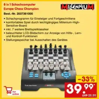 Netto Marken-Discount 8in1 Schachcomputer Europe Chess Champion Angebot