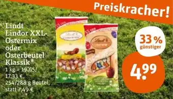 tegut Lindt Lindor XXL Ostermix oder Osterbeutel Klassik 254/288 g Beutel Angebot