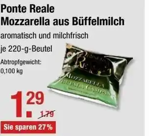 V Markt Ponte Reale Mozzarella aus Buffelmilch 220g Angebot