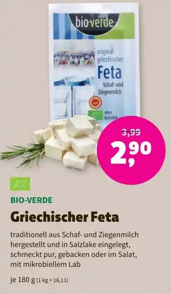 Biomarkt Bio-Verde Griechischer Feta 180g Angebot