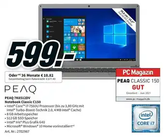 MediaMarkt PEAQ 7K8512DV Notebook Classic C150 Angebot