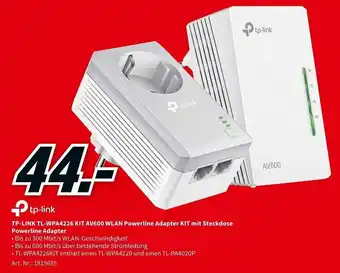 MediaMarkt TP Link TL-WPA4226 Kit AV600 WLAN  Powerline Adapter Kit mit Steckdose Powerline Adapter Angebot