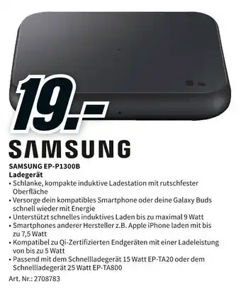 MediaMarkt Samsung EP-P1300B Ladegerät Angebot