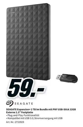 MediaMarkt Seagate Expansion + 2 TB im Bundle mit PNY USB Stick 32GB Externe 2.5" Festplatte Angebot