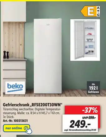 Lidl Beko Gefrierschrank RFSE200T30WN Angebot